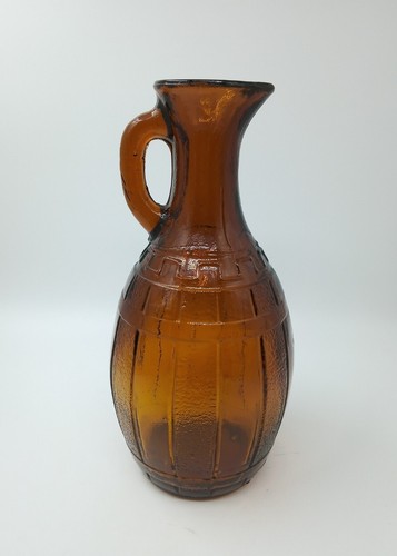 Amber glass barrel shaped jug - shaped,