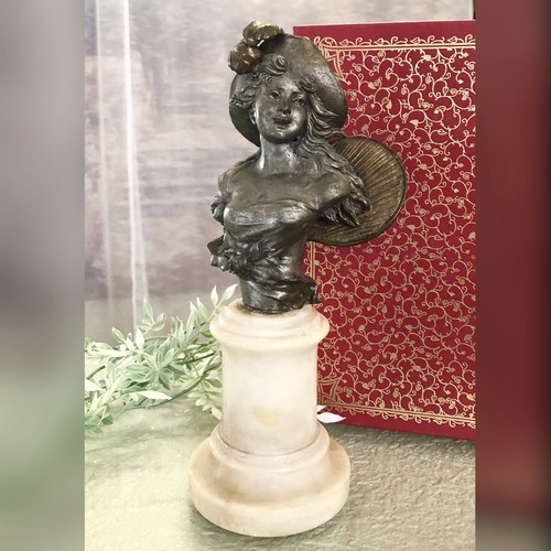 Antique spelter bust marble - spelter,