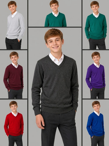 Boys neck jumper - v,