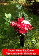 NAN Christmas Grave Vase & Flowers Memorial Flower Holder Pot Spike Crem Plastic