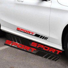 2Pcs Racing Sport Sticker Car Door Side Vinyl Decal Trims Accessories Black&Red