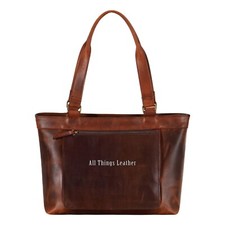 Women Genuine Soft Leather Shoulder Bag Chestnut Crazy Horse Large Handbag Purse