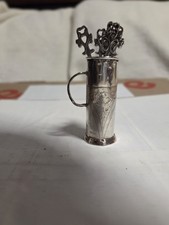 Swedish Novelty Silver Miniature  Umbrella Cocktail Stick  Stand with 6 Sticks