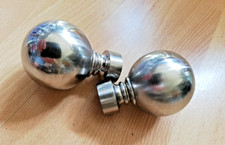 Dunelm Curtain Pole Finials Ends Chrome Metal Pack of 2  for 28mm Diameter