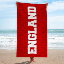 ENGLAND | Euro's | Beach Towel | Retro Football | Holiday | Lions | Red & White