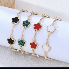 Gold Tone Clover Enamel Dangle