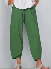Womens Green Casual Elastic