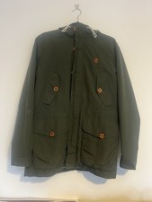 Fred Perry Parka Coat Size Men’s Medium Green Full Zip Warm Lined