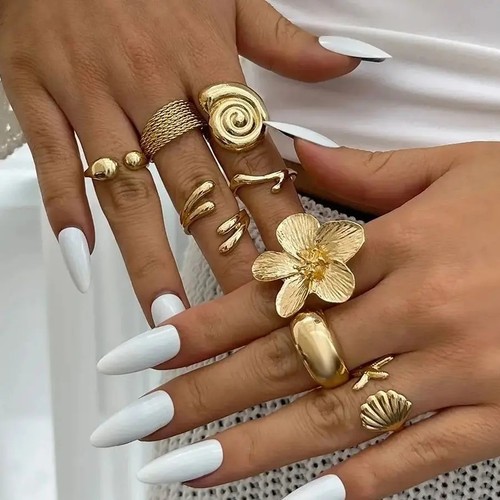 8pcs vintage metal open ring - metal,
