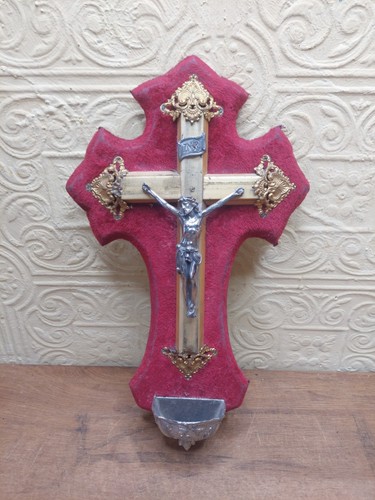Antique french crucifix red - antique,