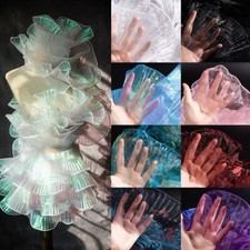 UK DIY 5M Lace Ruffled Trim Mermaid Tulle Organza Trim Fabric Edging Sewing Trim