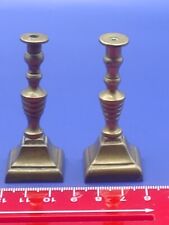 Pair Of Vintage Miniature Brass Candle Stick Holders Candlesticks Dolls House ?