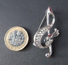Music Note Crystal Brooch
