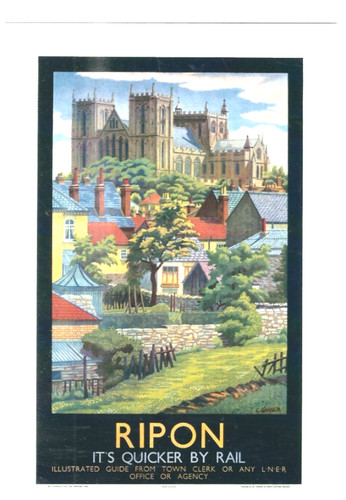 Railway advertising poster on - ,