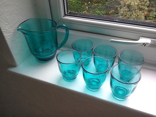 Vintage retro blue glass - blue,