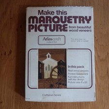 Vintage Atlascraft Kit - Marquetry Kit Picture Wood Veneer Craft - WAGON WHEELS