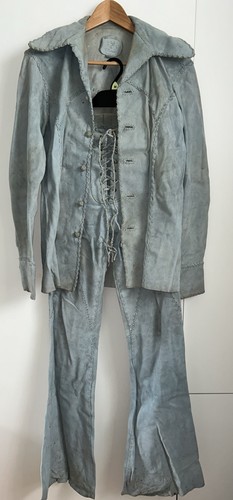 1970s vintage pale blue suede - blue,