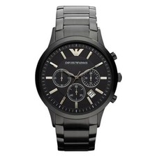 EMPORIO ARMANI AR2453 MENS BLACK CHRONOGRAPH WATCH - NEW - WARRNTY - CERTIFICATE