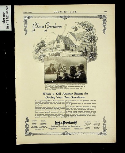 1925 lord burnham co glass - burnham,