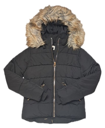 Topshop black faux fur - faux, hooded