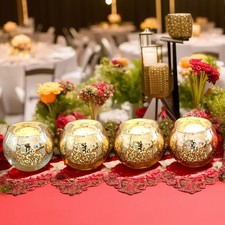 Set of 6 Mercury Glass Votive Candle Tealight Holders Ideal for Wedding Decor