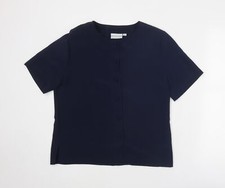 Feminella Womens Blue Polyester Blend Button-Up Size 12