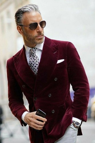 New men burgundy velvet - men,