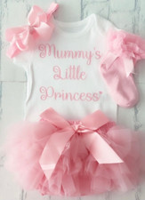 Baby Girls Frilly Tutu Knickers Mummy's Little Princess Outfit Pink Inc Socks