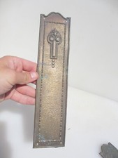 Victorian Brass Finger Plate Push Door Handle French Antique Old Vintage Beading