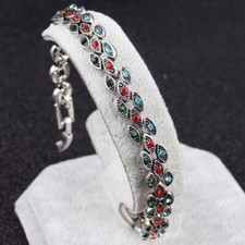 Beautiful Vintage Style Art Deco Multicolour Flower 19cm Long BRACELET