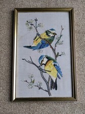 Vintage Embroidered Picture of