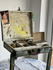 Vintage Artists Oil Paint Box Easel Legs For Painting En Plein Air