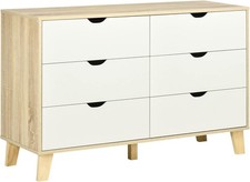 Wide 6 Drawer White Wood
