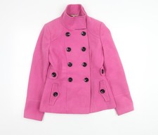 Debenhams Womens Pink Pea Coat Size 8 Buttoned Jacket