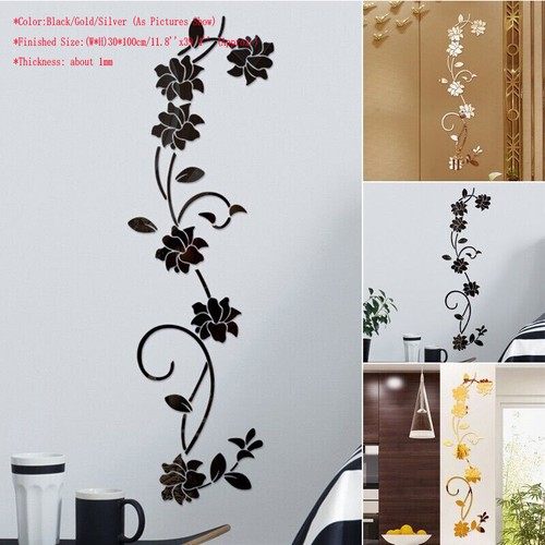 Flower mirror wall stickers - wall,