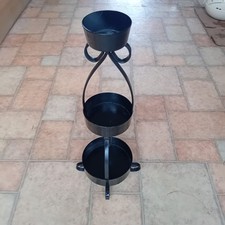 Metal Plant Stand 3 Tier Flower Pot Holder Display 18"/45cm Tall in Black. Used.