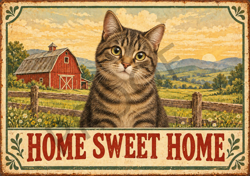 Tabby cat home sweet - cat,