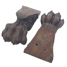 Antique Hand Carved Wooden Claw Feet Pair | Ornate Furniture Legs Restoration
