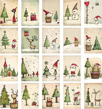 20Pcs Vintage Postcards Xmas Cards, Retro Vintage Christmas Decorations Set with