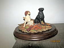 Country Artists Dogs and gus Hunting Sculpture  K. Sherwin vintage