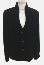 Per Una Women's Jacket Size 14 Black Velvet Studded Buttons Stand Collar New F1