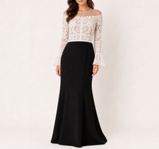 Tadashi Shoji White Black Maxi