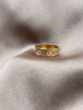 Victorian Hand Engraved Posy Ring Wedding Band Floral 18ct Yellow Gold