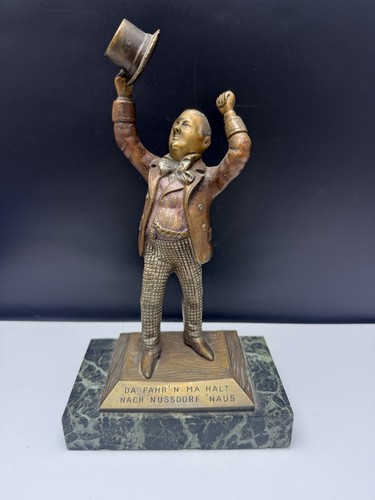 Vintage cast bronze statue man - cast,