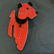 Lea Stein Dog Brooch, Red 