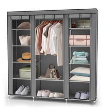 Folding Wardrobe 150x175x45 cm Fabric Wardrobe Canvas Camping Clothes Rail