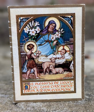 Vtg Religious Jesus Virgin Mary Angel Mini Christmas UNUSED Greeting Card 10542