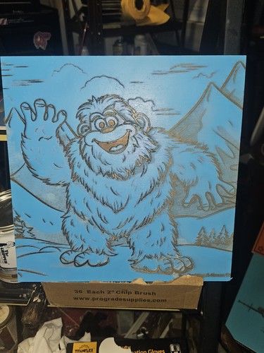 Cartoon yeti mountain painting - cartoon,