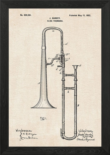 1902 slide trombone framed - 1902,