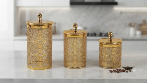 Set gold lace glass - 3, tea